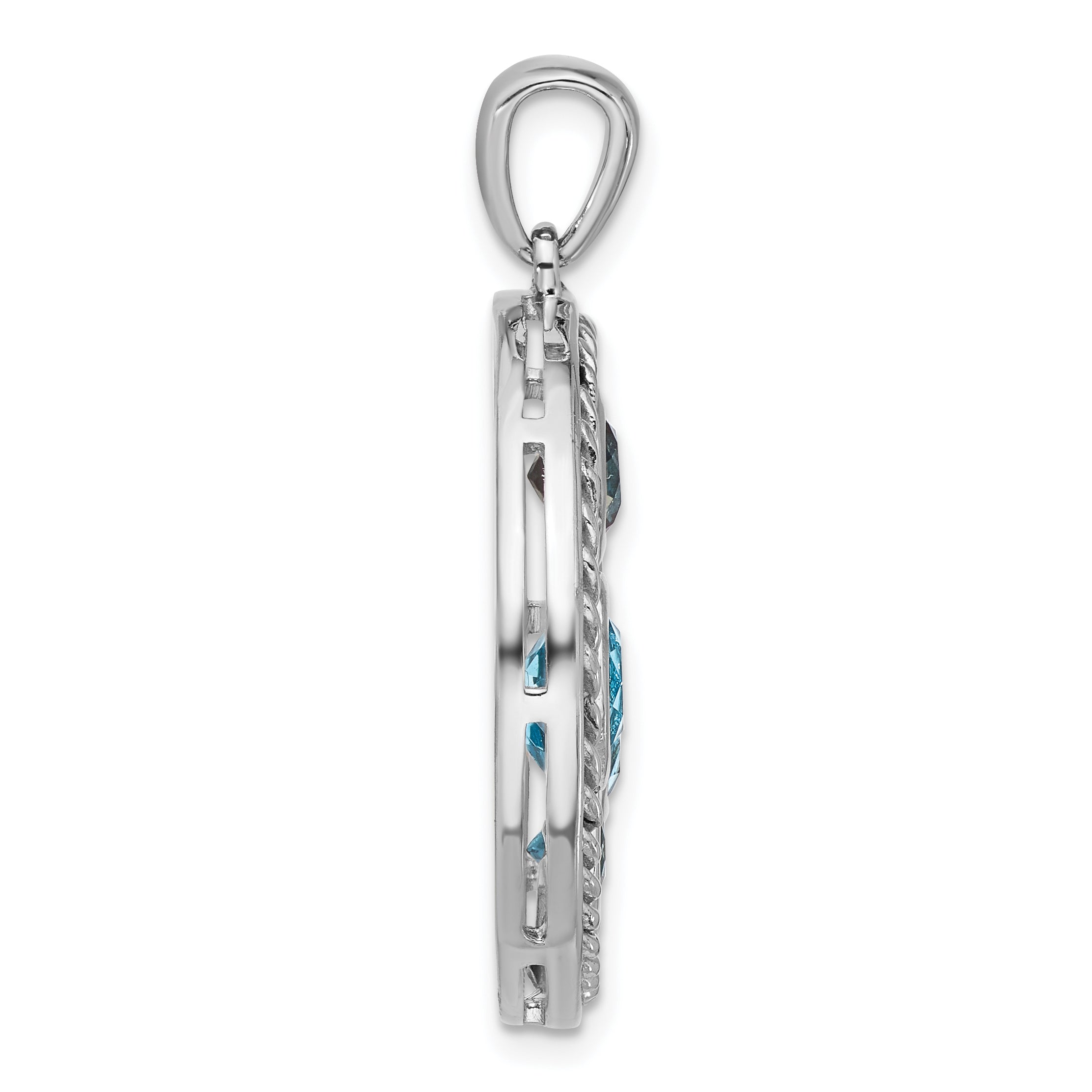 Sterling Silver Rhodium-plated Multi-color Topaz Circle Pendant Secondary image