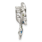 Sterling Silver Antiqued Marcasite with Green and Blue Epoxy Butterfly Pin