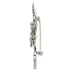 Sterling Silver Antiqued Marcasite and Freshwater Cultured Pearl with Green Epoxy Floral Pin