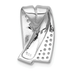 Sterling Silver Rhodium-plated Polished Fancy CZ Chain Slide Pendant