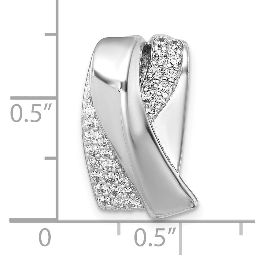 Sterling Silver Rhodium-plated Polished Fancy CZ Chain Slide Pendant