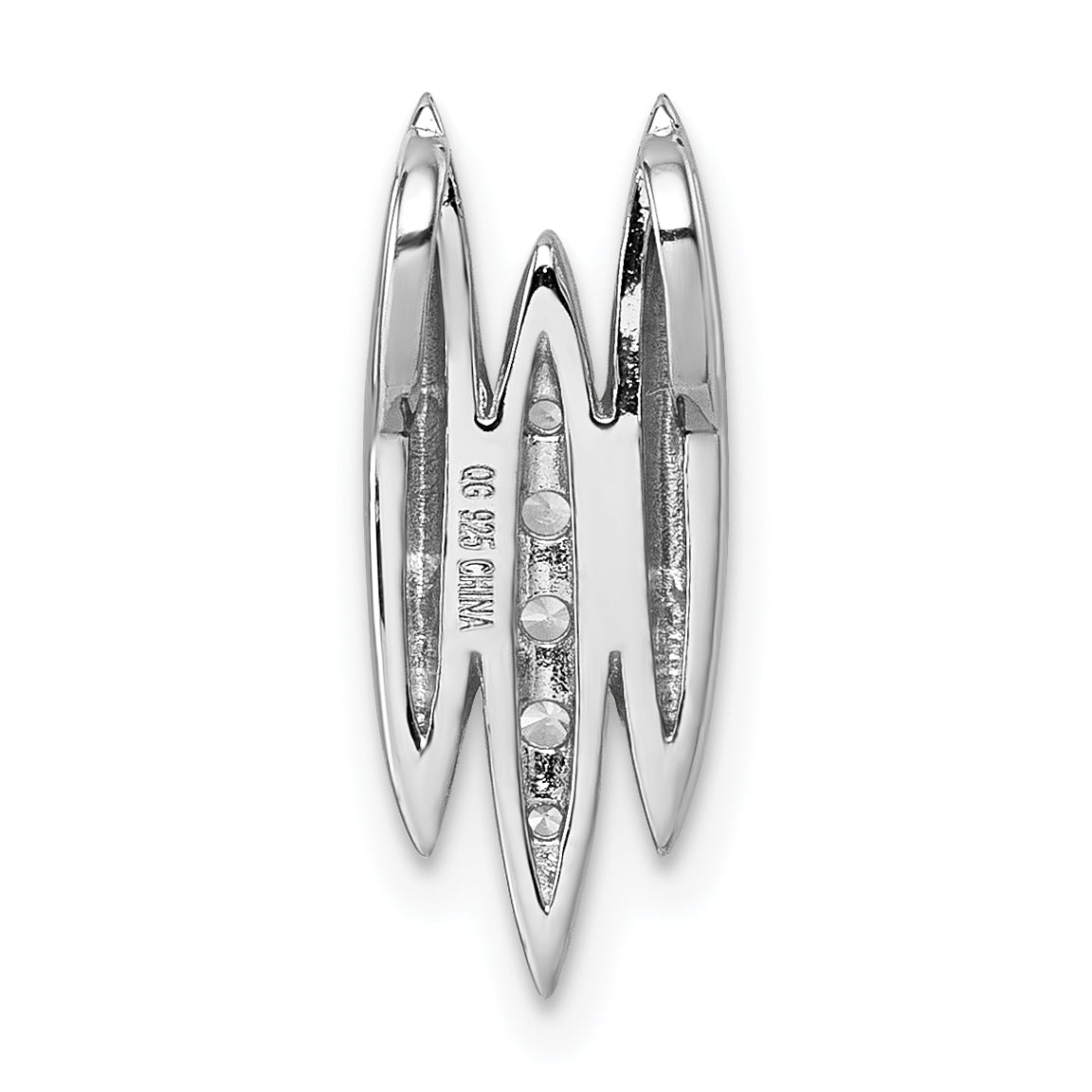 Sterling Silver Rhodium-plated CZ Chain Slide Pendant