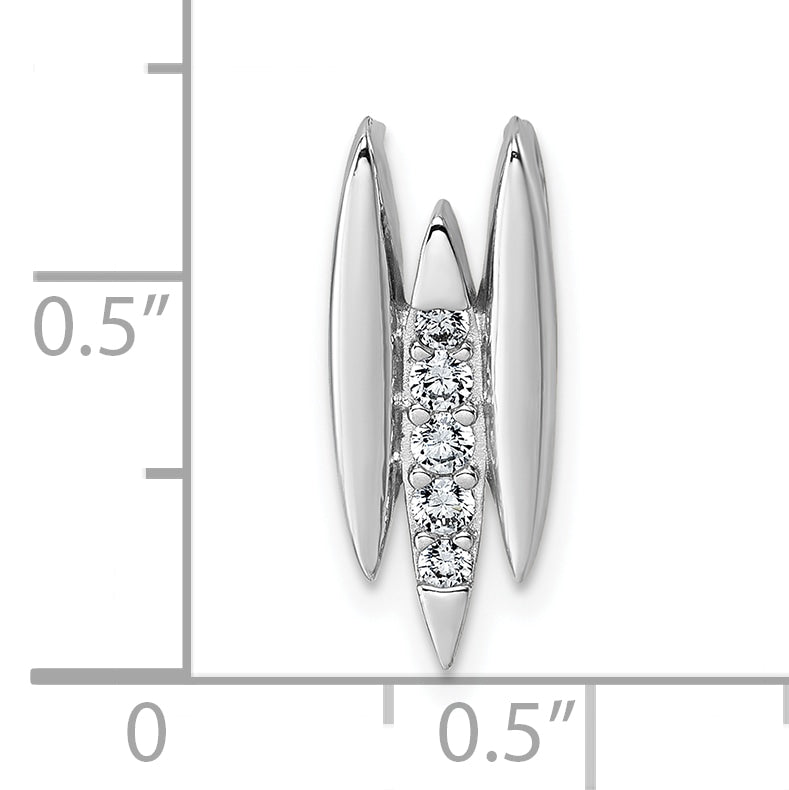 Sterling Silver Rhodium-plated CZ Chain Slide Pendant