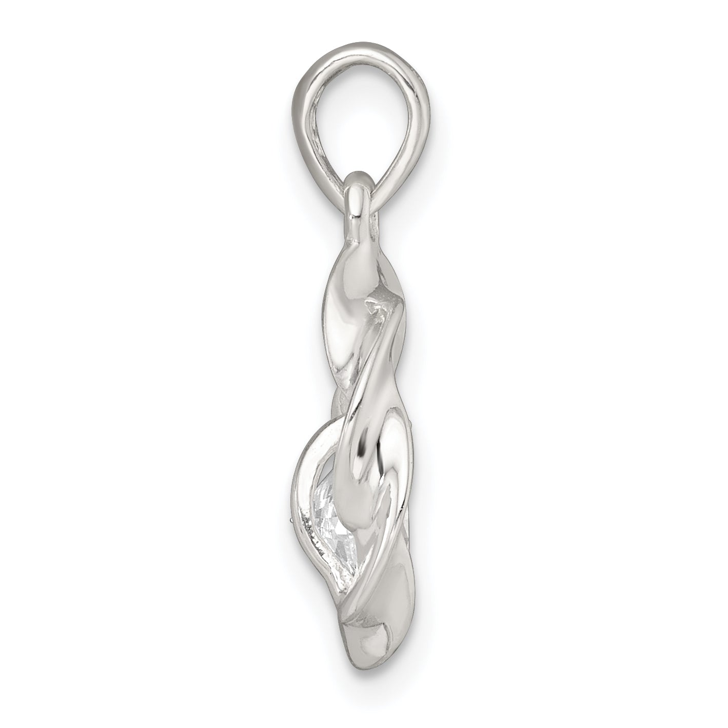 Sterling Silver Polished CZ in Twisted Circle Pendant Secondary image