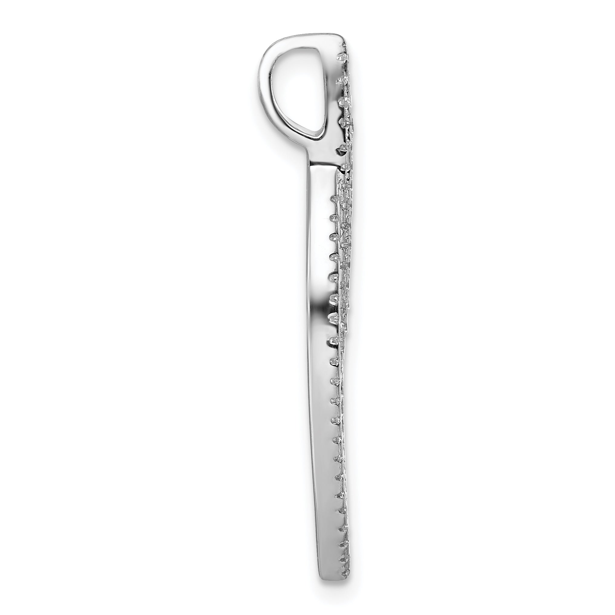 Sterling Silver Rhodium-plated CZ Oval Drop Pendant Secondary image