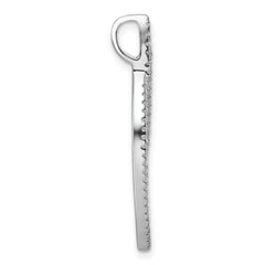 Sterling Silver Rhodium-plated CZ Oval Drop Pendant