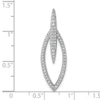 Sterling Silver Rhodium-plated CZ Oval Drop Pendant