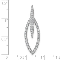 Sterling Silver Rhodium-plated CZ Oval Drop Pendant
