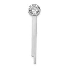 Sterling Silver Rhodium-plated CZ Halo with Dangle Bar Chain Slide Pendant