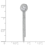 Sterling Silver Rhodium-plated CZ Halo with Dangle Bar Chain Slide Pendant