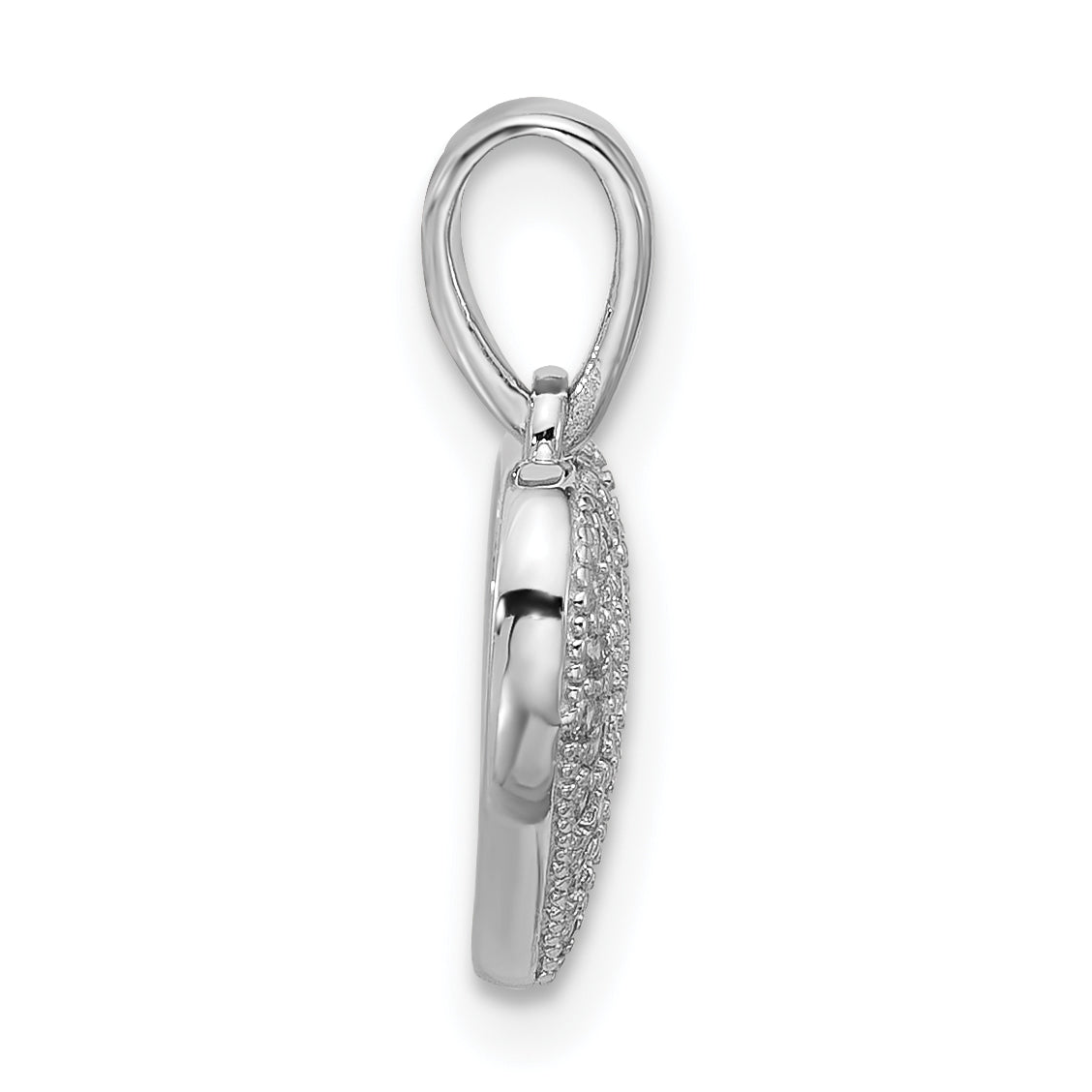 Sterling Silver Rhodium-plated Polished Pave CZ Heart Pendant Secondary image