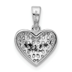 Sterling Silver Rhodium-plated Polished Pave CZ Heart Pendant