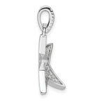Sterling Silver Rhodium-plated Pave CZ Concave Star Pendant