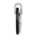 Sterling Silver Rhodium-plated Polished Onyx Circle and CZ Leaf Dangle Pendant