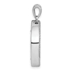 Sterling Silver Rhodium-plated Polished Onyx Circle and CZ Leaves Pendant