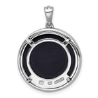 Sterling Silver Rhodium-plated Polished Onyx Circle and CZ Tree of Life Pendant