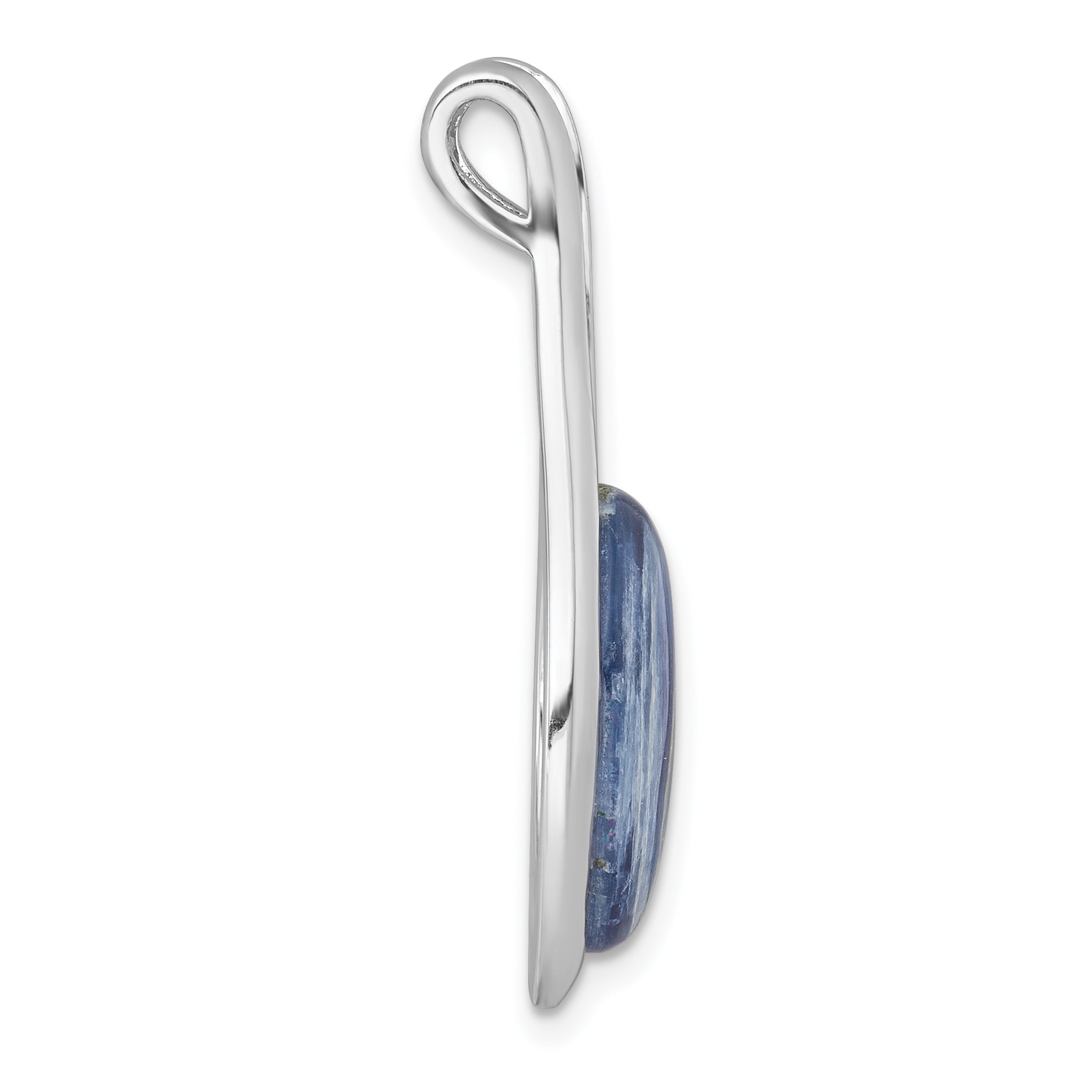 Sterling Silver Rhodium-plated Polished Oval Kyanite Teardrop Chain Slide Pendant Secondary image