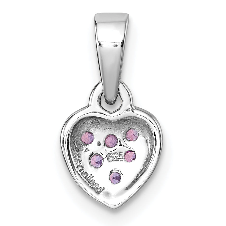 Sterling Silver Rhodium-plated Polished Pink CZ Heart Pendant