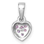 Sterling Silver Rhodium-plated Polished Pink CZ Heart Pendant
