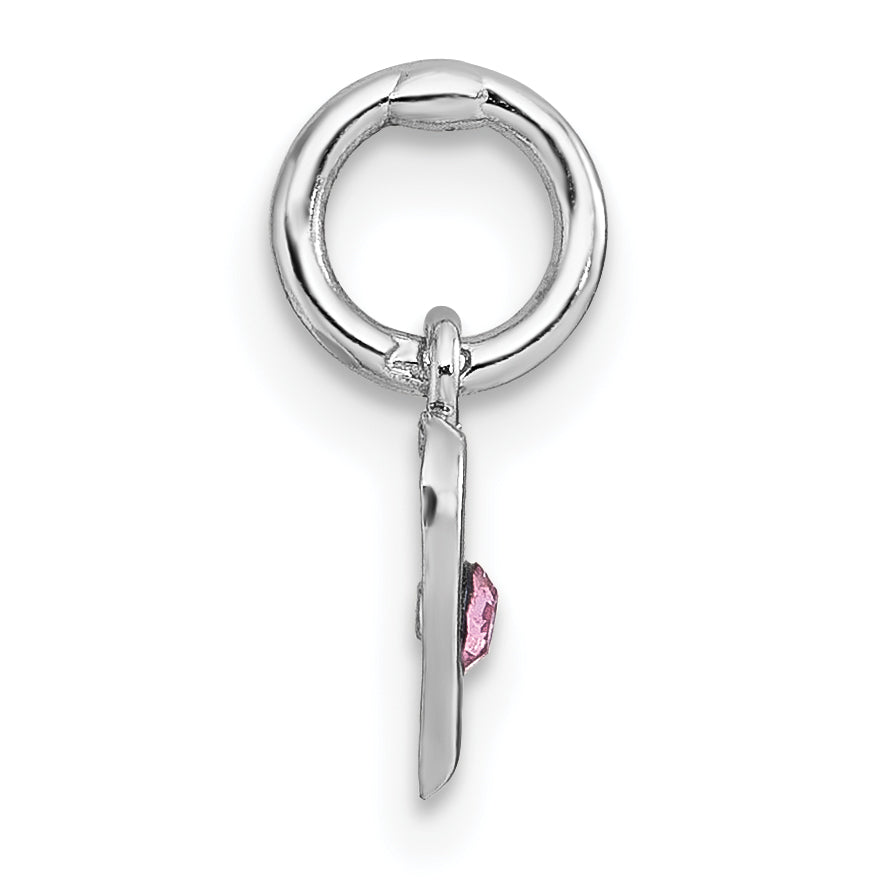 Sterling Silver Madi K Rhodium-plated Pink Crystal Heart Childrens Pendant