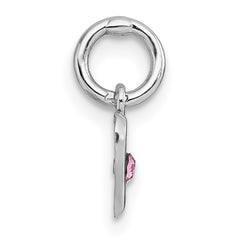 Sterling Silver Madi K Rhodium-plated Pink Crystal Heart Childrens Pendant