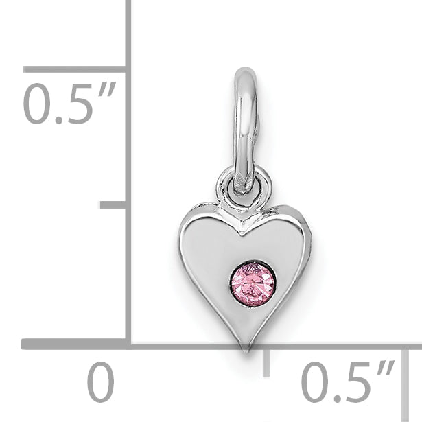 Sterling Silver Madi K Rhodium-plated Pink Crystal Heart Childrens Pendant