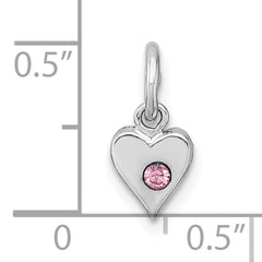 Sterling Silver Madi K Rhodium-plated Pink Crystal Heart Childrens Pendant