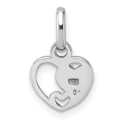 Sterling Silver Rhodium-plated Polished with Pink Enamel Triple Heart Charm Pendant
