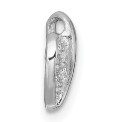 Sterling Silver Rhodium-plated Polished Pave CZ Heart Childrens Pendant