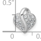 Sterling Silver Rhodium-plated Polished Pave CZ Heart Childrens Pendant