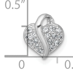 Sterling Silver Rhodium-plated Polished Pave CZ Heart Childrens Pendant