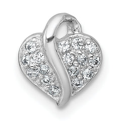 Sterling Silver Rhodium-plated Polished Pave CZ Heart Childrens Pendant