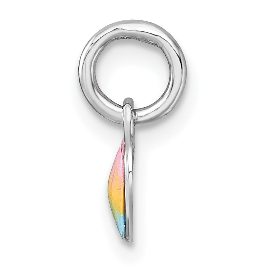 Sterling Silver Madi K Rhodium-plated Enameled Pastel Rainbow Heart Childrens Pendant