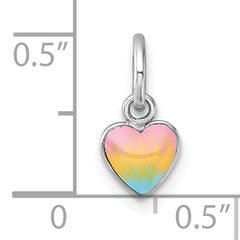 Sterling Silver Madi K Rhodium-plated Enameled Pastel Rainbow Heart Childrens Pendant