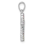 Sterling Silver Rhodium-plated Polished Multi-color CZ Cross Pendant