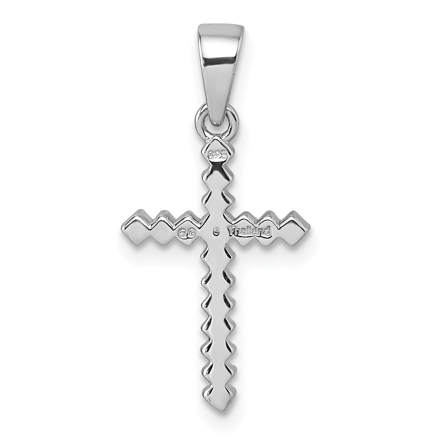 Sterling Silver Rhodium-plated Polished Multi-color CZ Cross Pendant