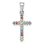 Sterling Silver Rhodium-plated Polished Multi-color CZ Cross Pendant