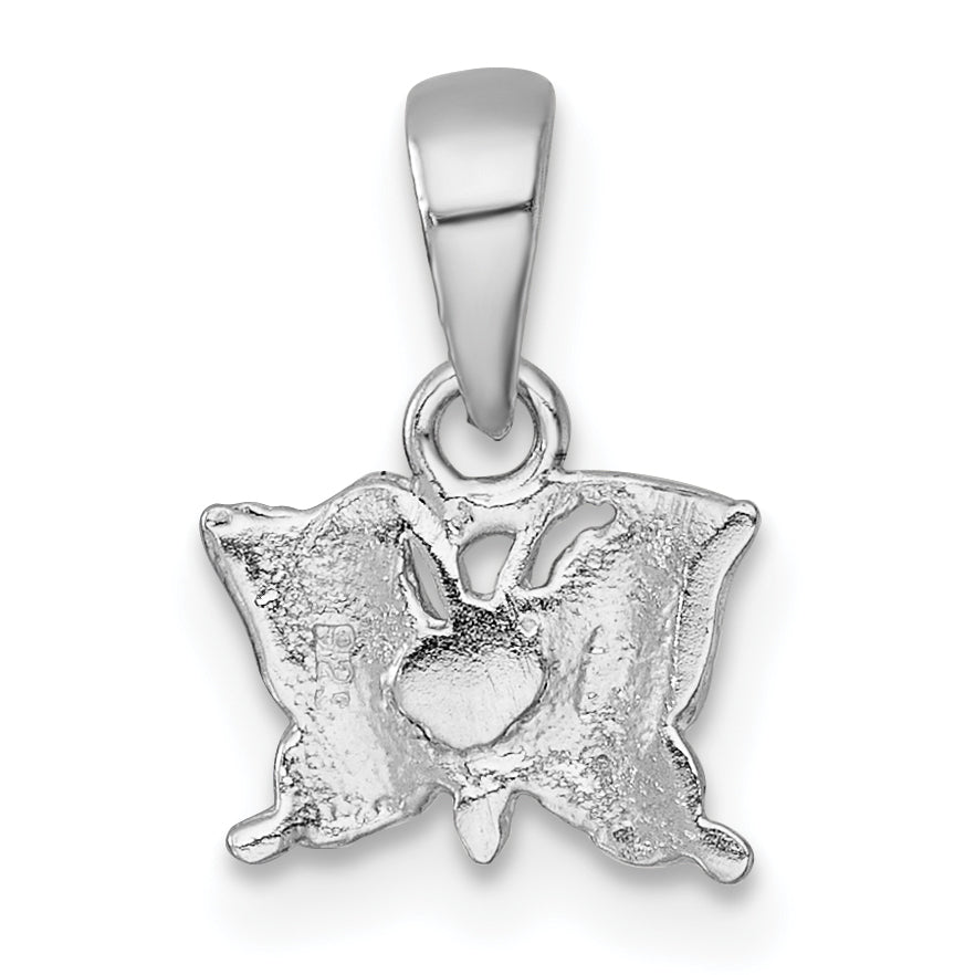 Sterling Silver Madi K Rhodium-plated Polished and Textured Butterfly Childrens Pendant