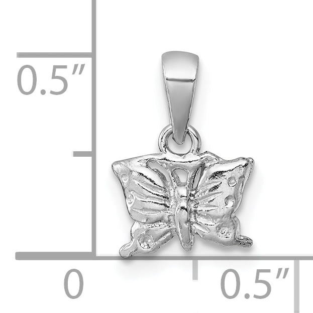 Sterling Silver Madi K Rhodium-plated Polished and Textured Butterfly Childrens Pendant