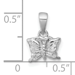 Sterling Silver Madi K Rhodium-plated Polished and Textured Butterfly Childrens Pendant