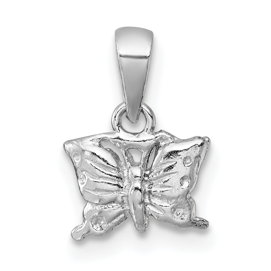 Sterling Silver Madi K Rhodium-plated Polished and Textured Butterfly Childrens Pendant