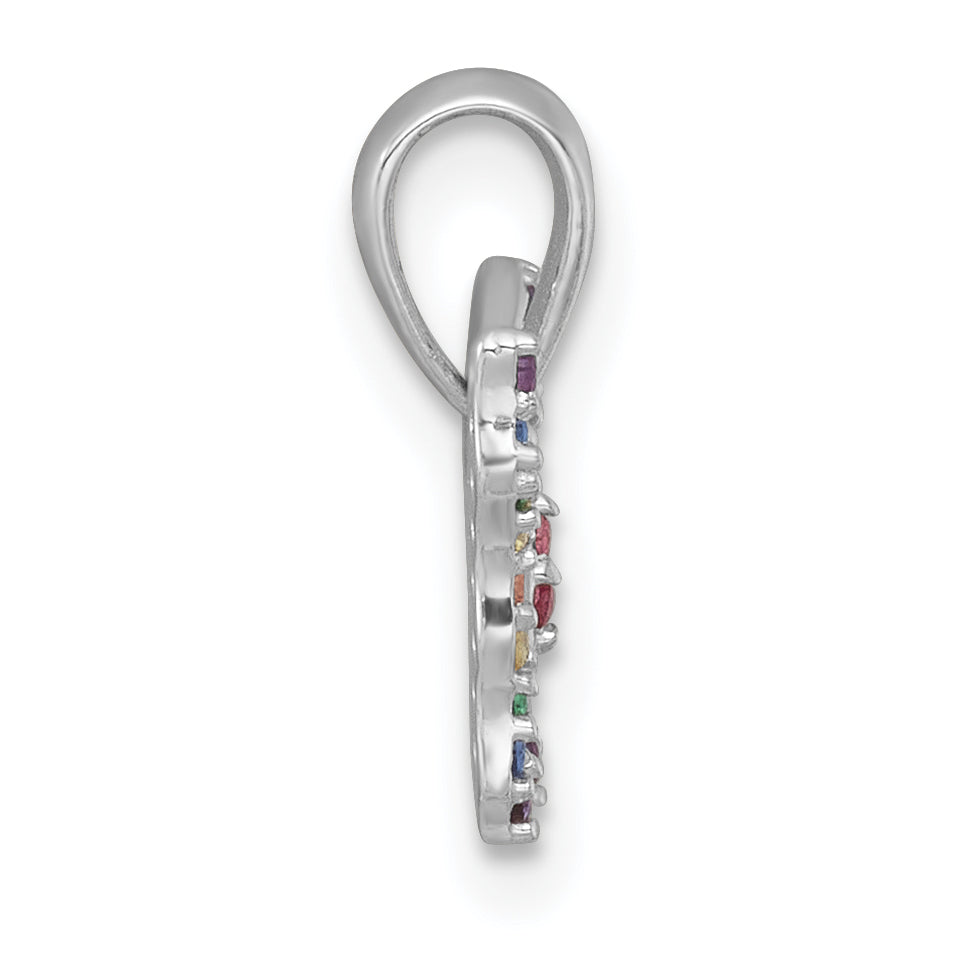 Sterling Silver Rhodium-plated Polished Rainbow Nano Crystals Butterfly Childrens Pendant Secondary image