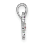 Sterling Silver Rhodium-plated Polished Rainbow Nano Crystals Butterfly Childrens Pendant