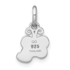 Sterling Silver Rhodium-plated Polished Green/Yellow/Orange/Red Enamel Butterfly And Heart Childrens Pendant