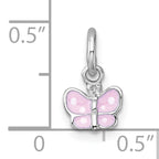 Sterling Silver Madi K Rhodium-plated Enameled Pink Butterfly Childrens Pendant