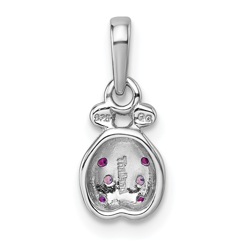 Sterling Silver Rhodium-plated Polished Pink And Red CZ Lady Bug Pendant