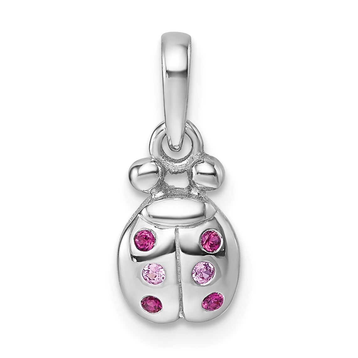 Sterling Silver Rhodium-plated Polished Pink And Red CZ Lady Bug Pendant Main image