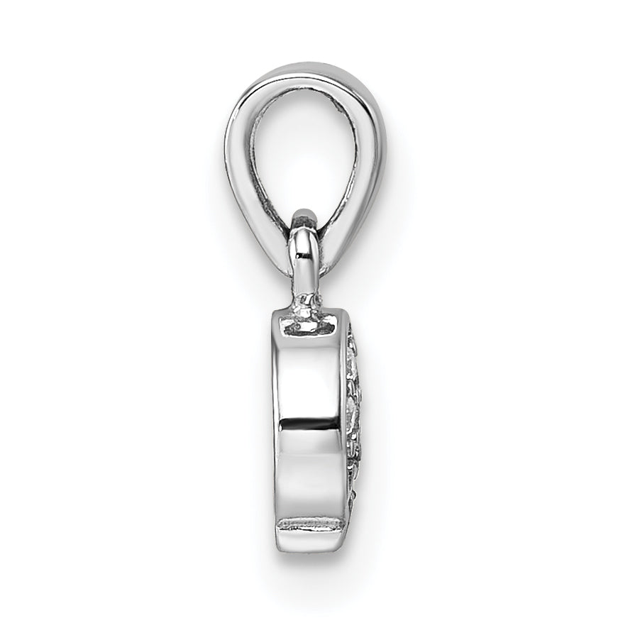Sterling Silver Rhodium-plated Children's Pink and Brown Enamel with CZ Ice Cream Cone Pendant