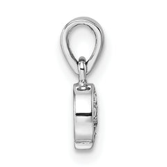 Sterling Silver Rhodium-plated Children's Pink and Brown Enamel with CZ Ice Cream Cone Pendant