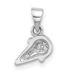Sterling Silver Rhodium-plated Children's Pink and Brown Enamel with CZ Ice Cream Cone Pendant
